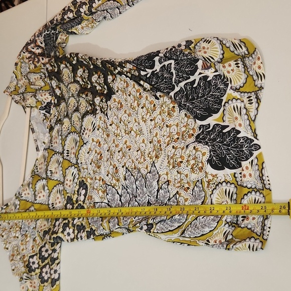 Floral Runched Womens Blouse longsleeve size s/m see meaurments Artsy Floral - Picture 5 of 7
